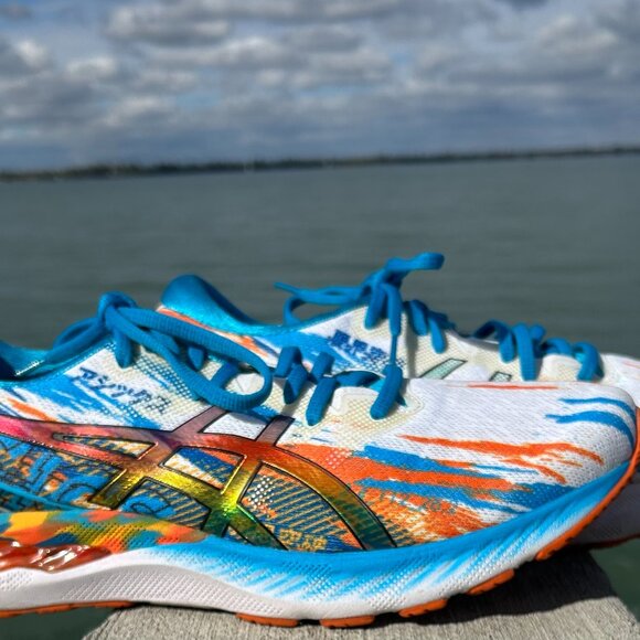 Asics Gel Nimbus 23 Aqua/Marigold Orange Sz 11.5 - Picture 4 of 9